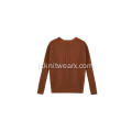 Pullover con maniche a coste a pipistrello con scollo a barca lavorato a maglia da donna